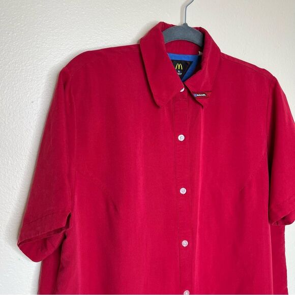 Vintage Crest McDonalds Uniform Shirt Womens Short Sleeve Red Button Down Medium - Picture 13 of 15